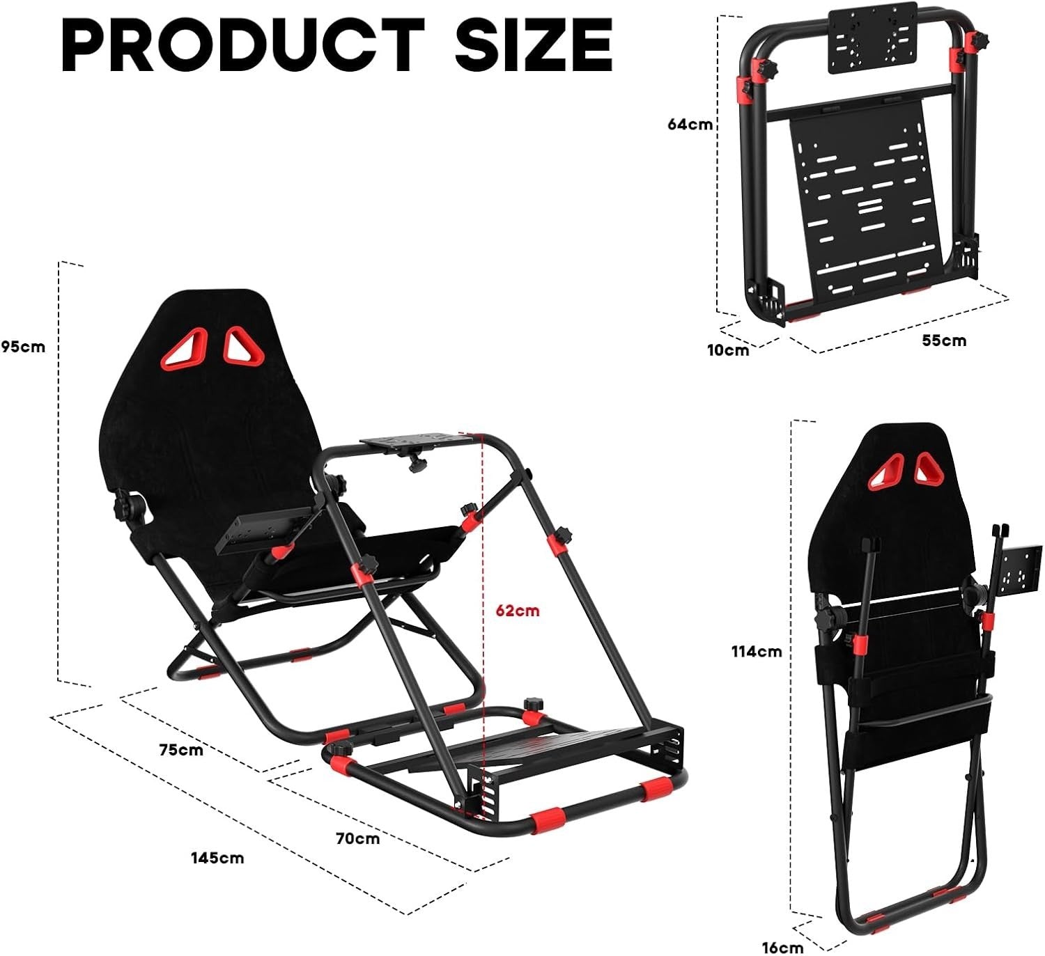 DS Driving Game Sim Racing Folding Race Frame + Seat for Wheel Pedals Xbox PS PC