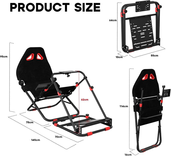 DS Driving Game Sim Racing Folding Race Frame + Seat for Wheel Pedals Xbox PS PC