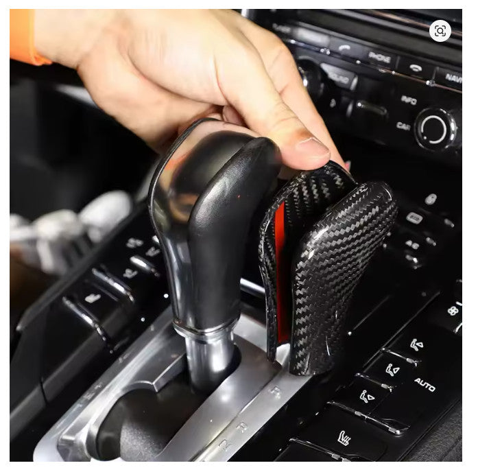 Porsche Cayenne 11-17 Red Carbon Fibre Gear Shift Sifter Knob Cover Red or Black