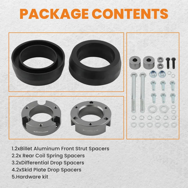 MXPR 3 Front 2 Rear Lift Kit w Differential Drop Spacers Toyota 4Runner 03-22