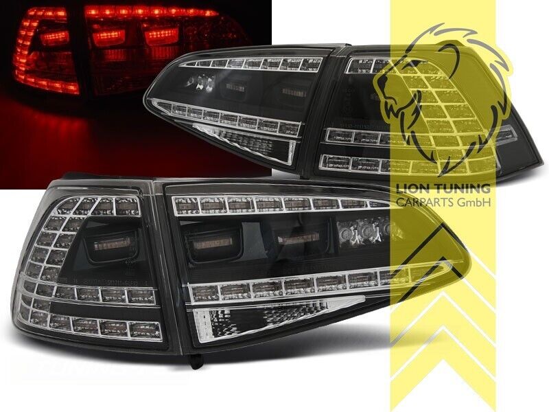 LT Pair LED DRL Lightbar REAR LIGHTS Tail VW Golf 7 black LHD