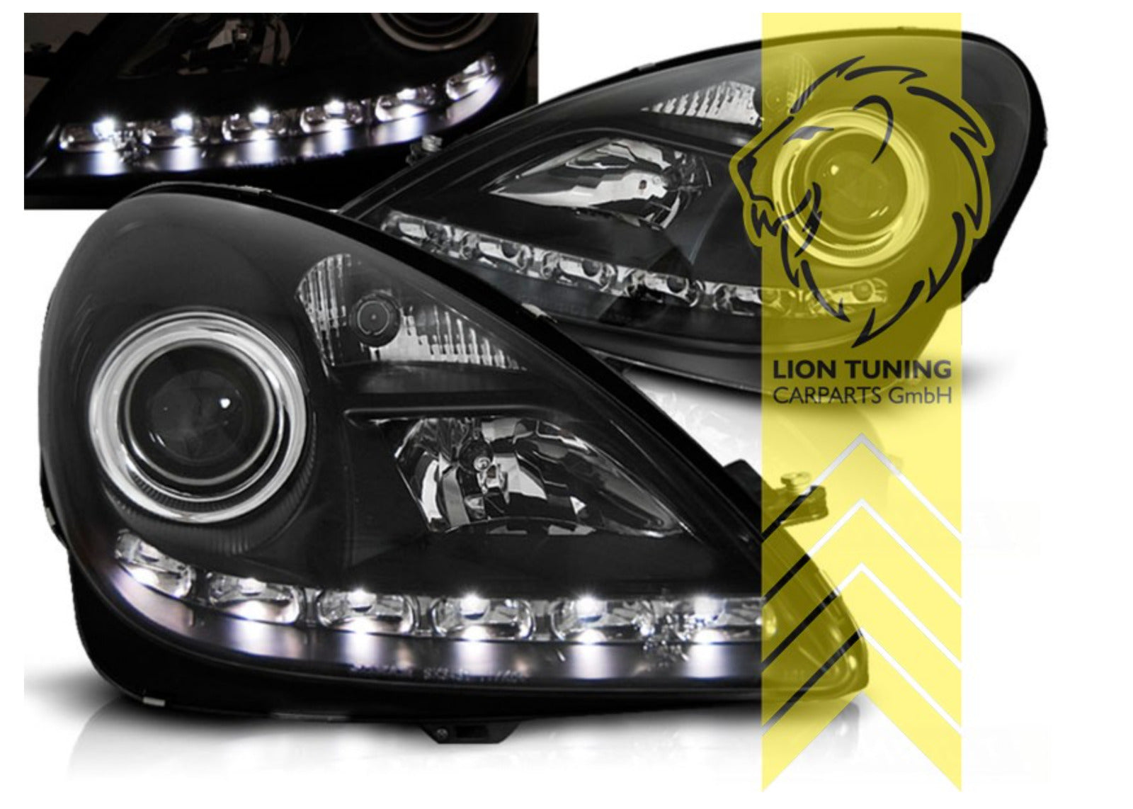 LT LED DRL Halo Ring Eye XENON Headlights Mercedes Benz SLK R171 black LHD