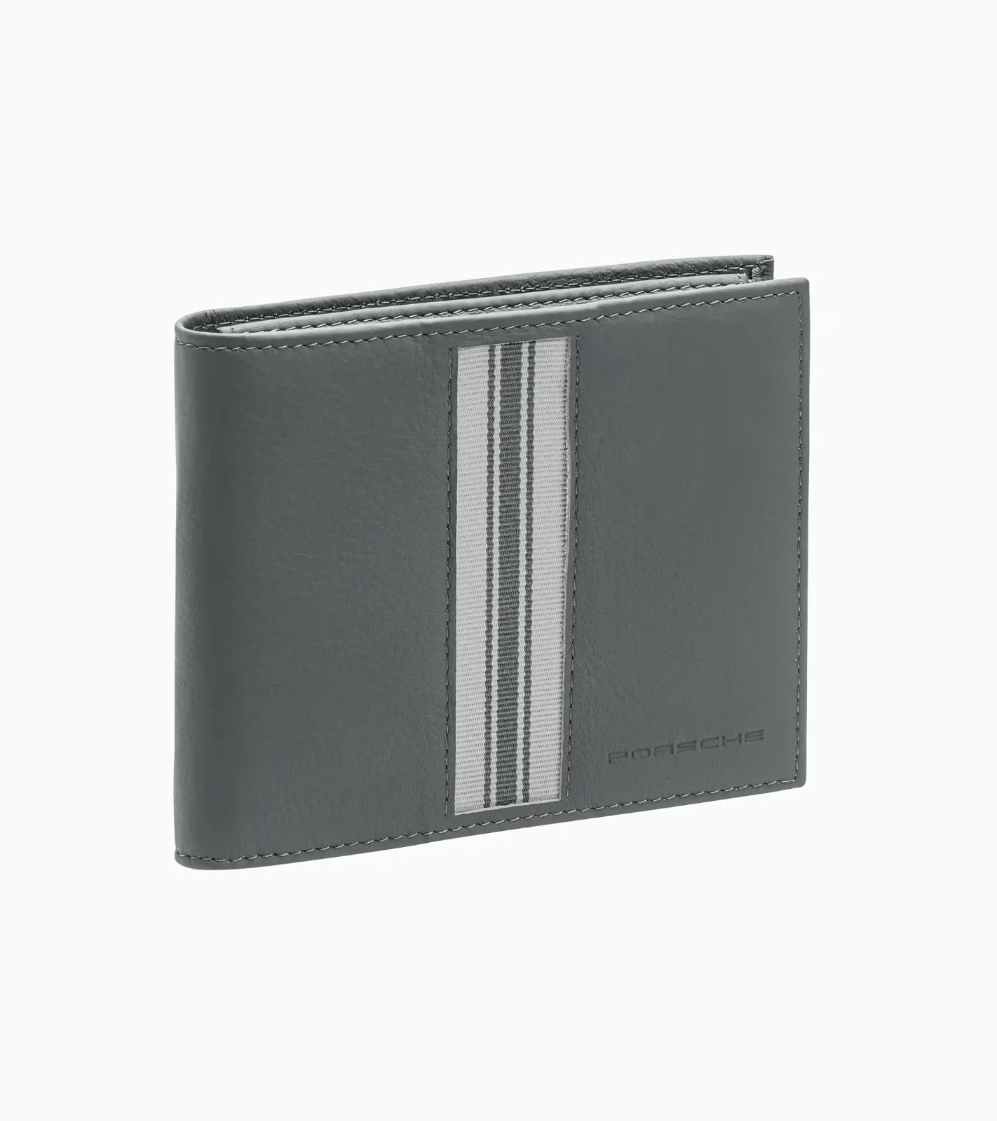 Genuine Porsche Wallet– Heritage grey premium cowhide embossed textile stripe