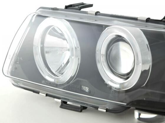 FK Set LED DRL Halo Ring Headlights Opel Vauxhall Astra F 91-94 black LHD