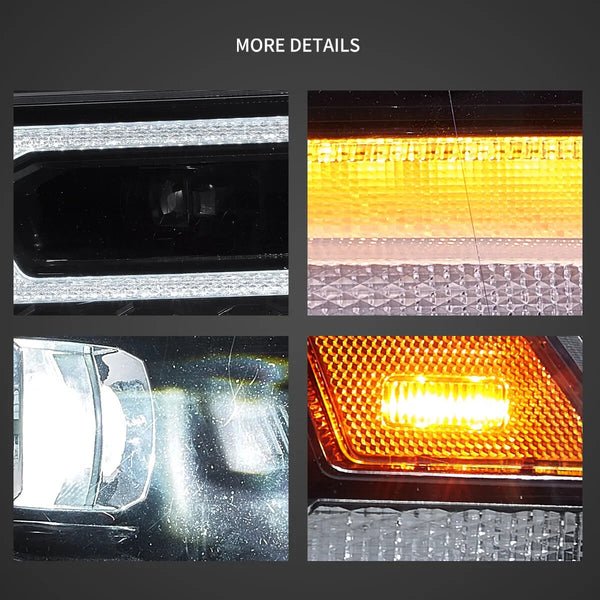 VLAND Pair 09-18 Dodge Ram 1500 2500 3500 LED DRL Halo Projector Headlights LHD