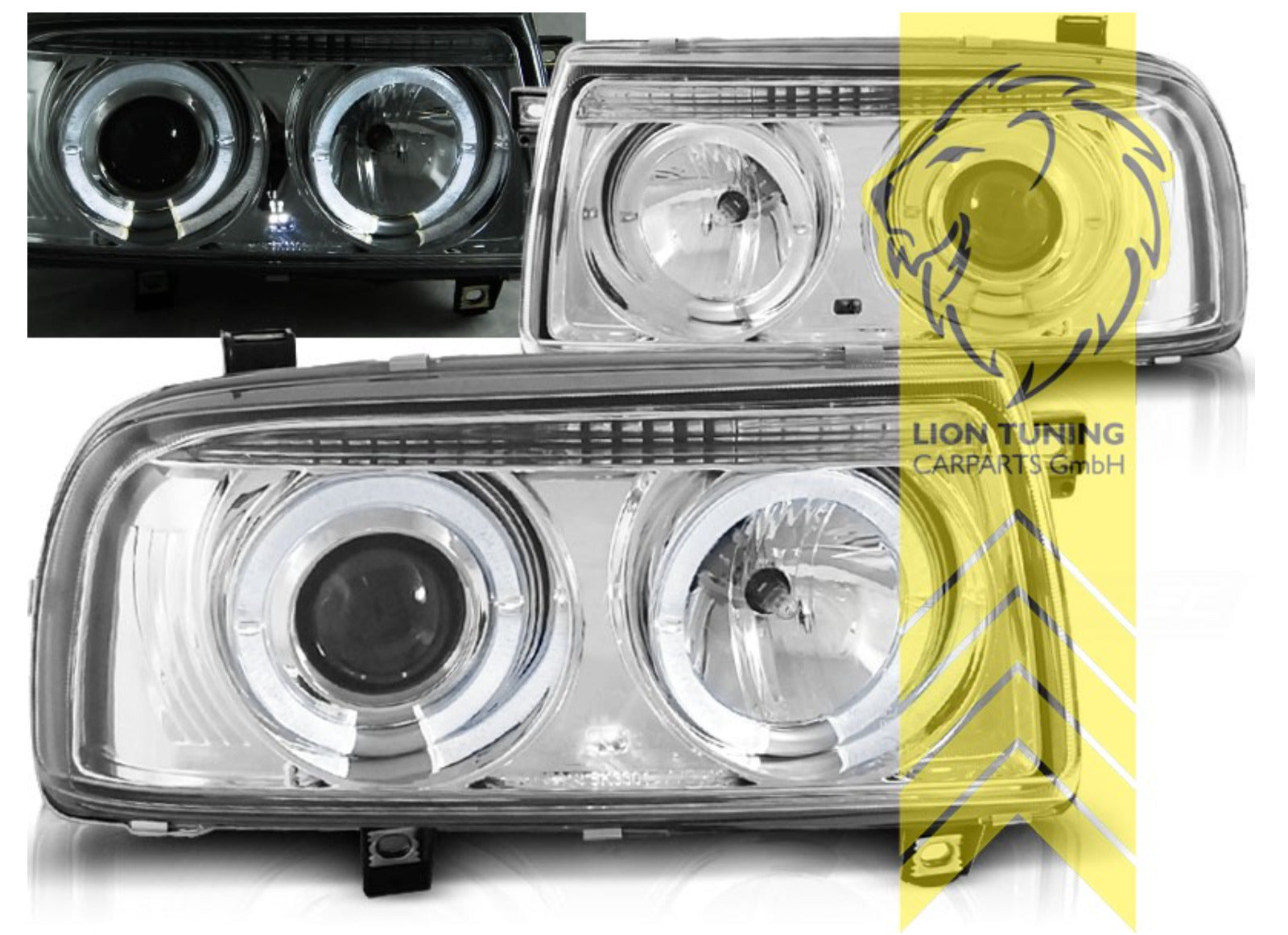 LT Pair LED DRL Lightbar Halo Ring Headlights VW Vento 1H2 H1 / H1 chrome LHD