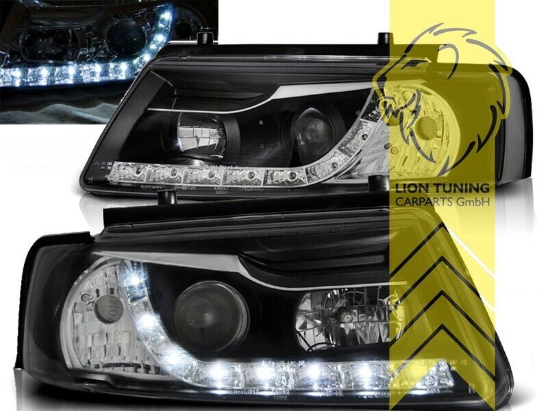 LT Pair LED DRL Lightbar Halo Headlights VW Passat B5 3B sedan variant black LHD