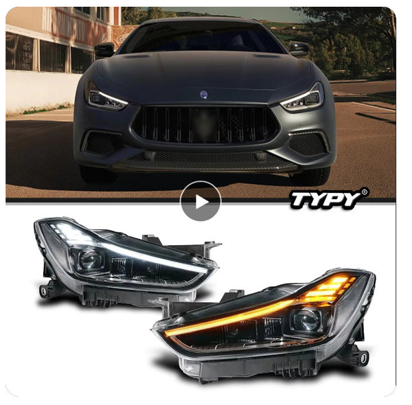 TYPY Pair LED DRL Lightbar Projector Maserati Ghibli Headlights 2014-2019 Headlights LHD