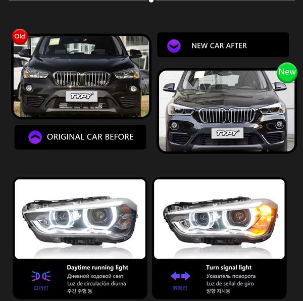 TYPY Pair BMW X1 F48 2016-2020 LED DRL Lightbar Dynamic Headlights LED