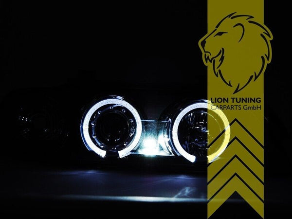 LT LED DRL Halo CCFL H1 Headlights BMW E39 Sedan Touring black 95-00 LHD