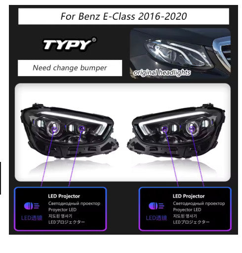 TYPY Pair Mercedes E-Class W213 16-23 LED DRL Lightbar Headlights LHD