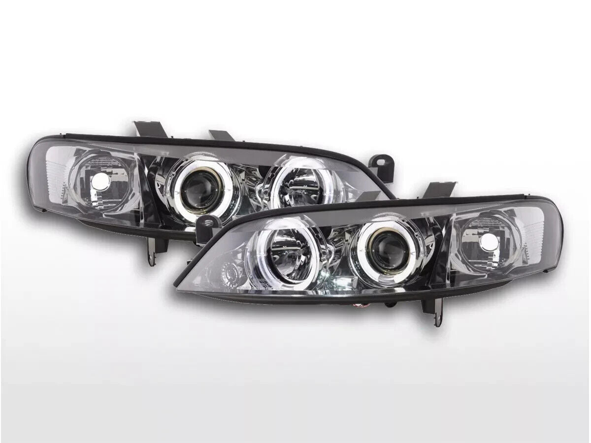 FK LED Halo Ring Eye Headlights DRL Vauxhall Opel Vectra B 96-99 chrome LHD