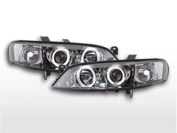 FK LED Halo Ring Eye Headlights DRL Vauxhall Opel Vectra B 96-99 chrome LHD