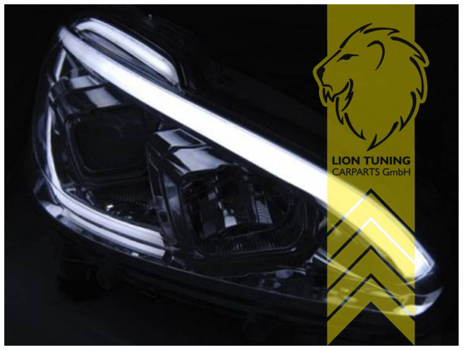 LT LED DRL Lightbar Halo Ring Headlights Peugeot 208 black LHD