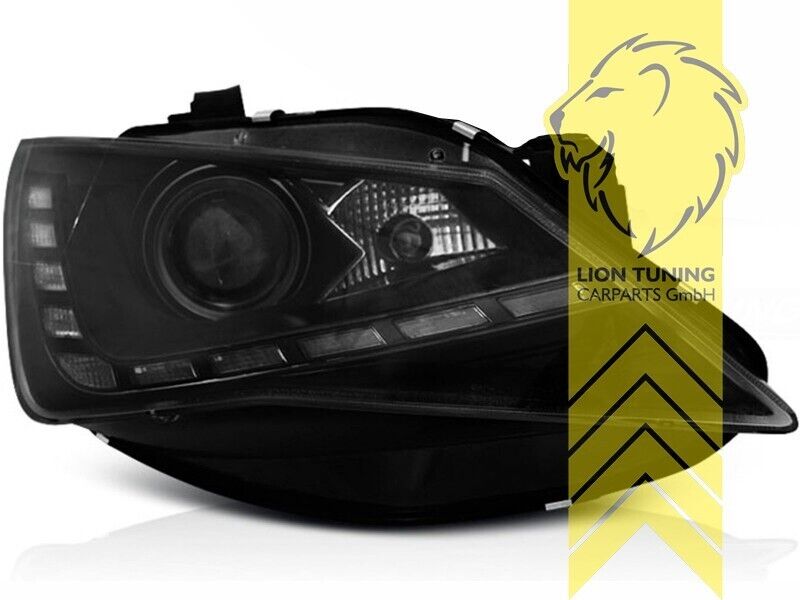 LT LED DRL Halo Lightbar Headlights Seat Ibiza 6J 6J1 6J5 6J8 12-16 Black LHD