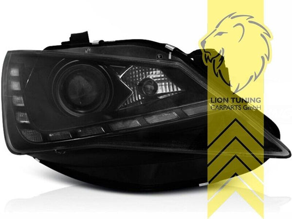 LT LED DRL Halo Lightbar Headlights Seat Ibiza 6J 6J1 6J5 6J8 12-16 Black LHD