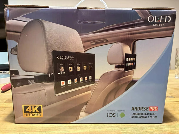 ANDRSEPRO VT-1380A 1x Headrest OLED 4K Screen 13.5" Android Apps Wifi MirrorCast