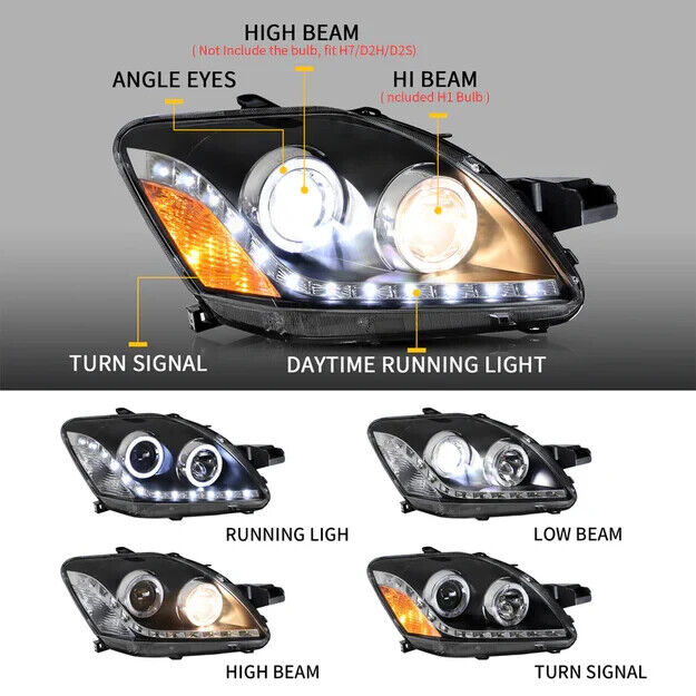 VLAND Toyota Yaris Vios Belta Sedan 07-12 LED DRL Lightbar Headlights US LHD