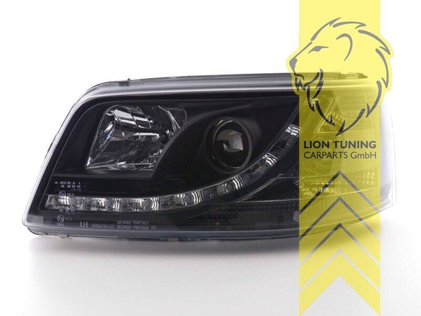 LT Pair LED DRL Lightbar Headlights VW T5 03-09 Bus Transporter Van black LHD