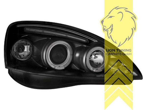 LT Pair LED Angel Eye Halo Headlights Opel Vauxhall Corsa C Combo C black LHD