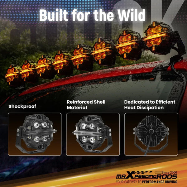 MXPR 5" 212W LED Headlights Fog Lights Spot Beam RGB DRL Round Pod Lamps