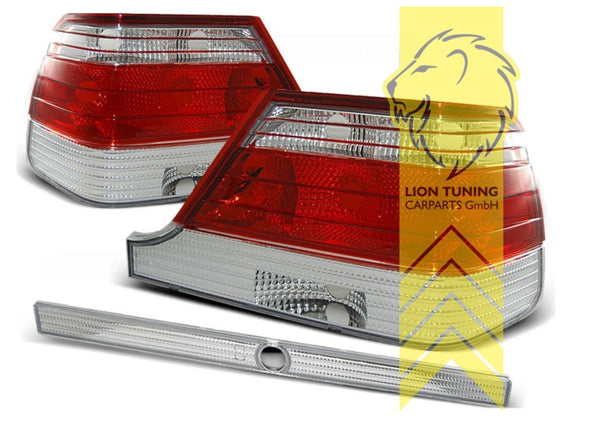 LT Pair LED DRL Lightbar Halo Ring Rear Lights W140 S-Class red white chrome LHD