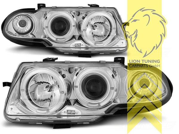 LT Pair LED DRL Angel Eye Headlights Opel Vauxhall Opel Astra F 91-94 chrome LHD
