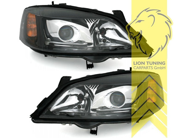 LT Pair XENON Projector Headlights Astra G Black 98-05 Black LHD