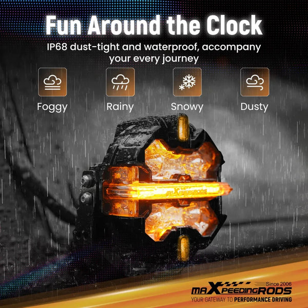 MXPR 5" 212W LED Headlights Fog Lights Spot Beam RGB DRL Round Pod Lamps