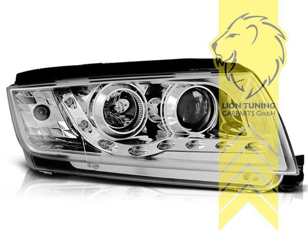 LT Pair LED DRL Lightbar Halo Ring Headlights Skoda Fabia 1 6Y chrome LHD