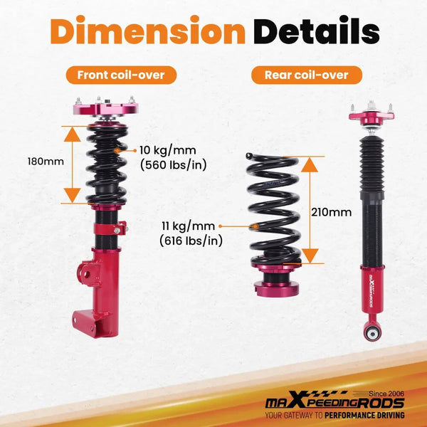 MXPR Adjustable Lowering Coilovers Mercedes W204 C180 C250 C300 08-14 RWD Sedan