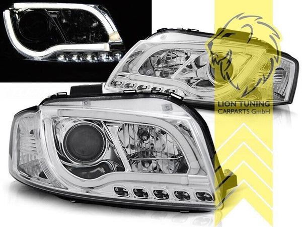 LT Pair LED DRL Lightbar Halo Headlights Audi A3 8P 8PA 03-08 Chrome H1 / H1 LHD