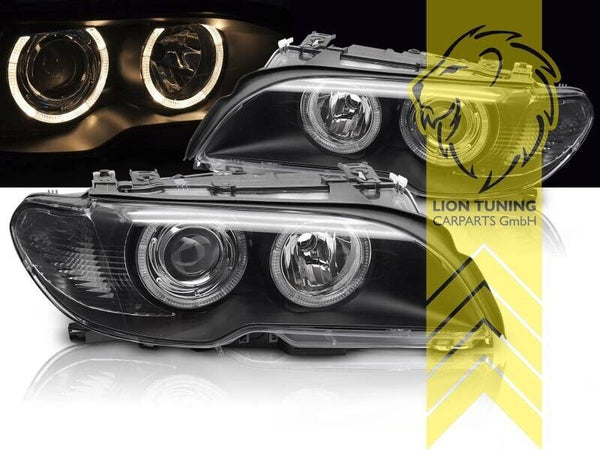 LT LED DRL XENON HID D2S H1 Halo Ring Headlights BMW E46 Coupe Cabrio black LHD