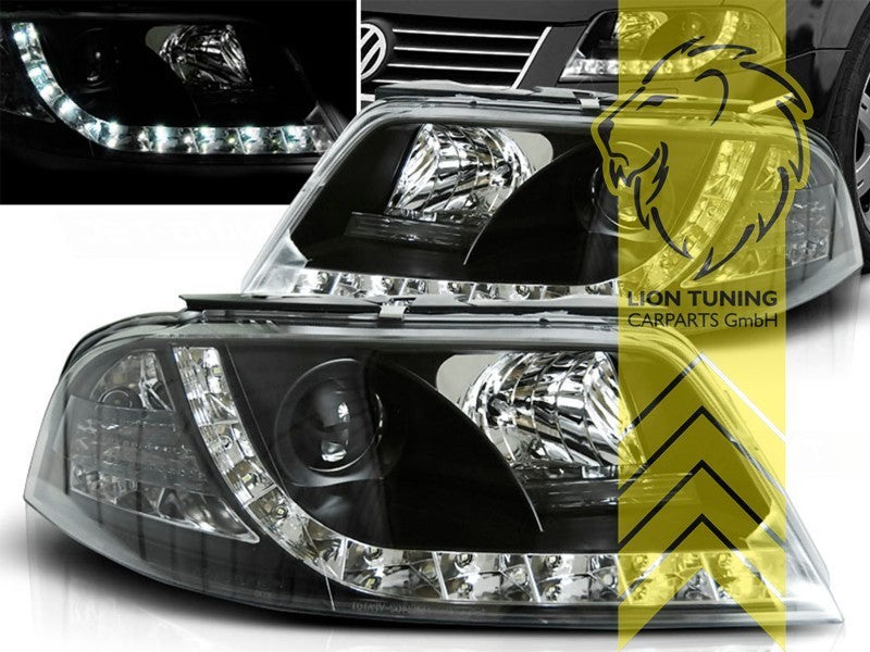 LT Pair LED DRL Lightbar Headlights VW Passat B5 3BG sedan Variant black LHD