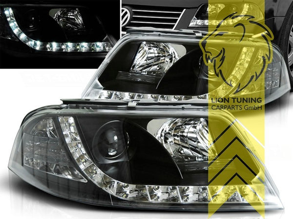 LT Pair LED DRL Lightbar Headlights VW Passat B5 3BG sedan Variant black LHD