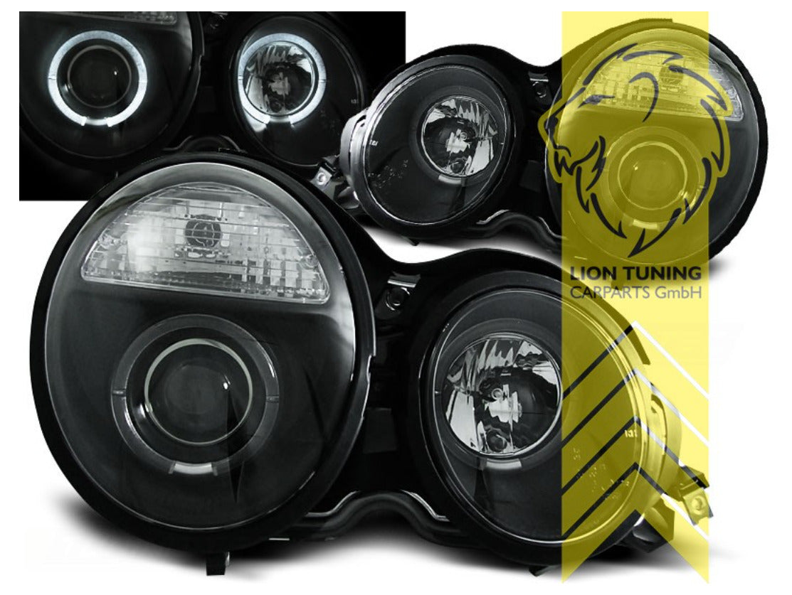 LT Halogen LED DRL Halo Headlights Mercedes W210 Lim T-Model E-Class black LHD