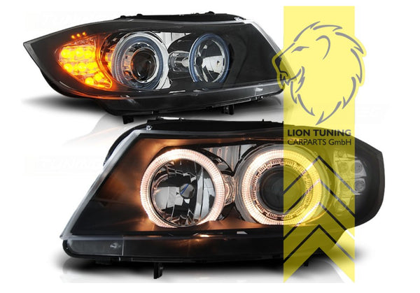 LT LED DRL Angel Eye H7 H7 Ring Headlights BMW E90 E91 Touring 05-08 black LHD