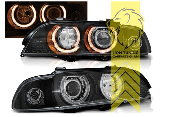 LT LED DRL Halo Ring Eye XENON Headlights BMW E39 Saloon Touring black LHD