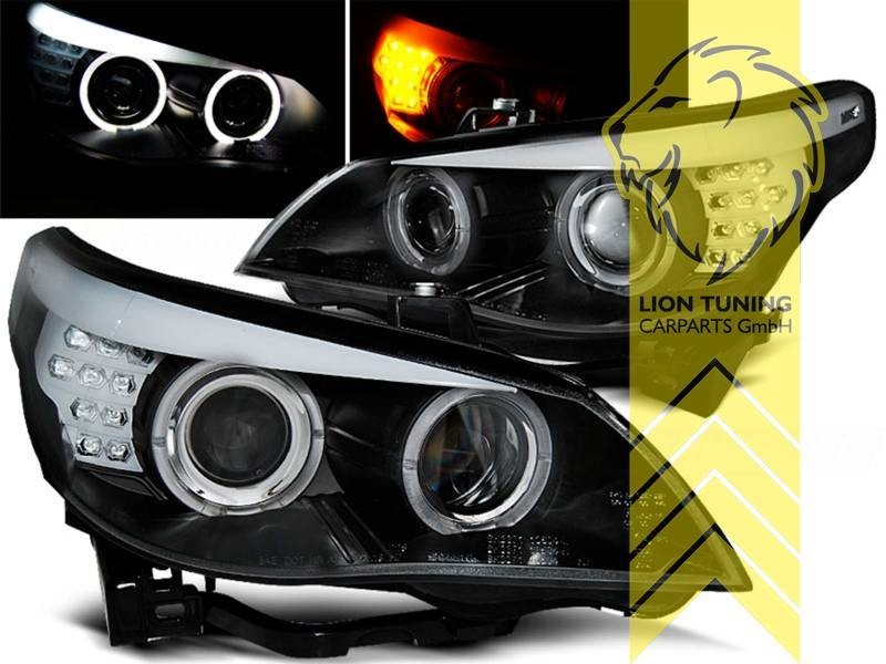 LT LED DRL BMW E60 Limo E61 Touring black XENON 03-04 Headlights 03-07 LHD