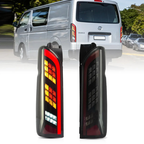 VLAND LED Tail Lamps Rear Lights 04-19 Toyota Hiace 5 MK5 H200 DYNAMIC Smoke