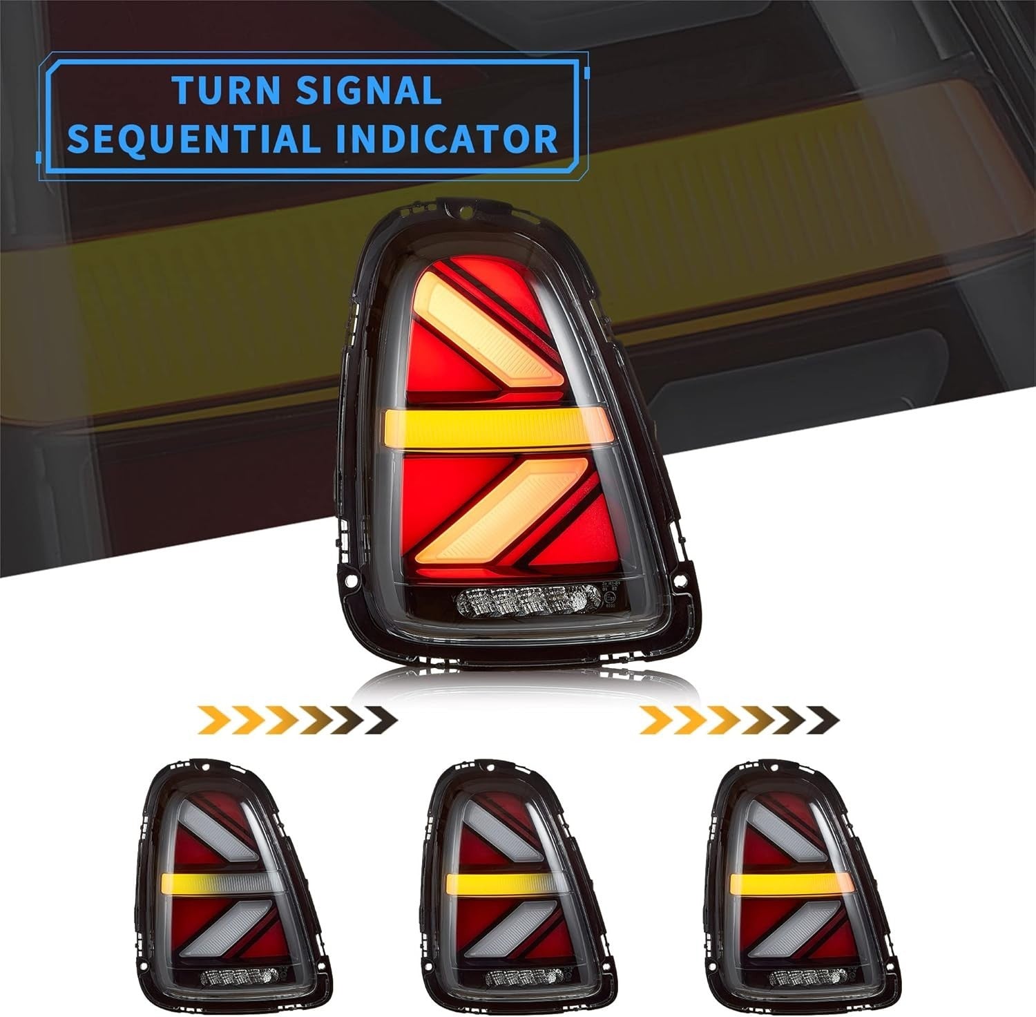 UK RHD VLAND BMW Mini R56 R57 R58 R59 07-15 LED Lightbar Rear Lights WELCOME SEQ