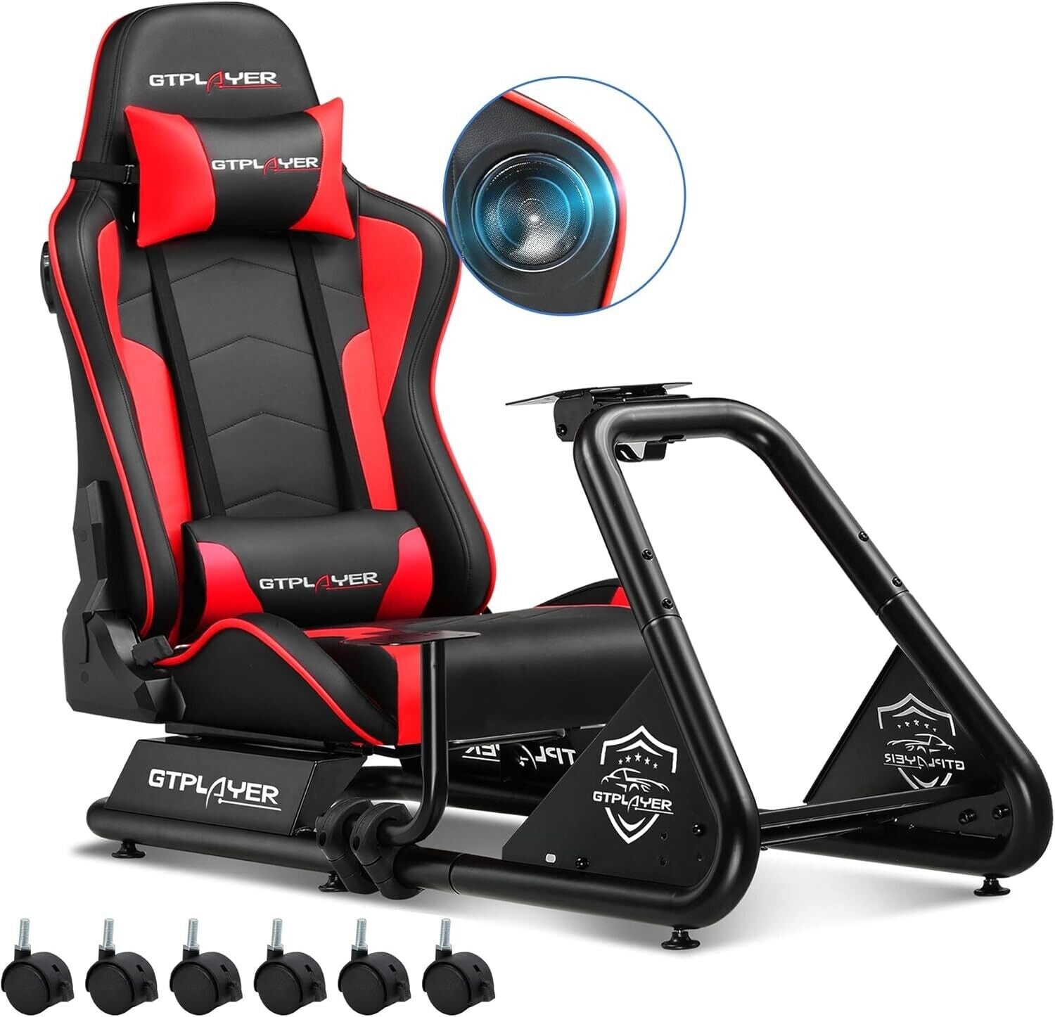 GTP Driving Game Sim Racing Frame Rig + Seat for Wheel Pedals Xbox PS PC