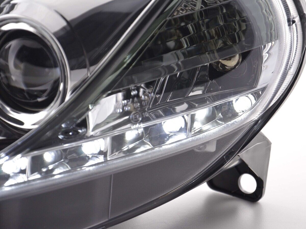 FK Pair LED DRL Lightbar Headlights Fiat Grande Punto 199 05-08 Servo Chrome LHD