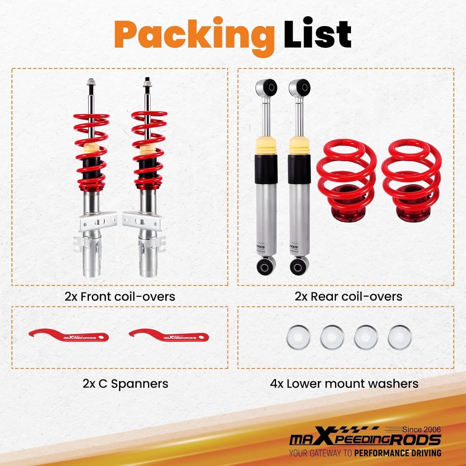 MXPR Coilovers Kit VW Transporter T5 T6 All Engines T26 T28 T30 03-18 Bus Van
