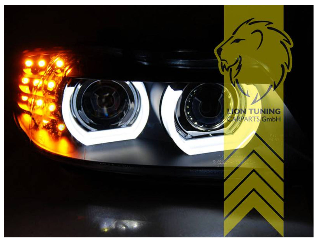 LT Pair LED DRL Halo XENON Headlights BMW E90 Sedan E91 Touring chrome LHD