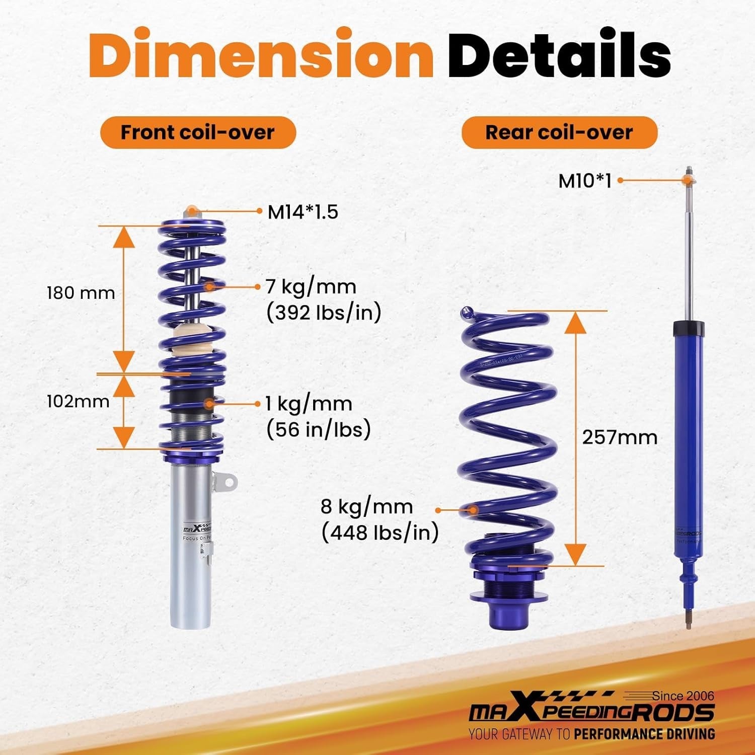 MXPR Lowering Coilovers Kit BMW 1 Series E87 2004-2012 Hatchback