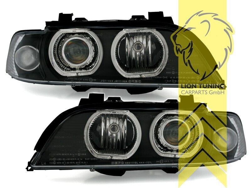 LT LED DRL Halo Ring Angel Eye Headlights BMW E39 95-00 Limo Touring black LHD