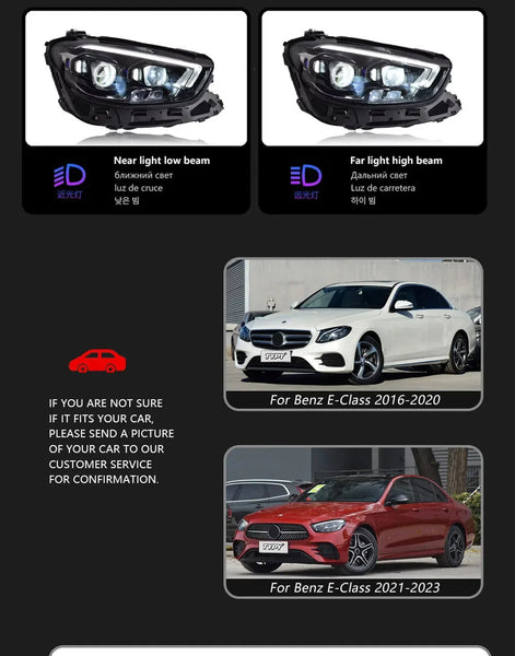 TYPY Pair Mercedes E-Class W213 16-23 LED DRL Lightbar Headlights LHD