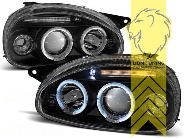 LT Pair LED DRL Angel Eye Halo Ring Headlights Opel Corsa B Combo B black LHD