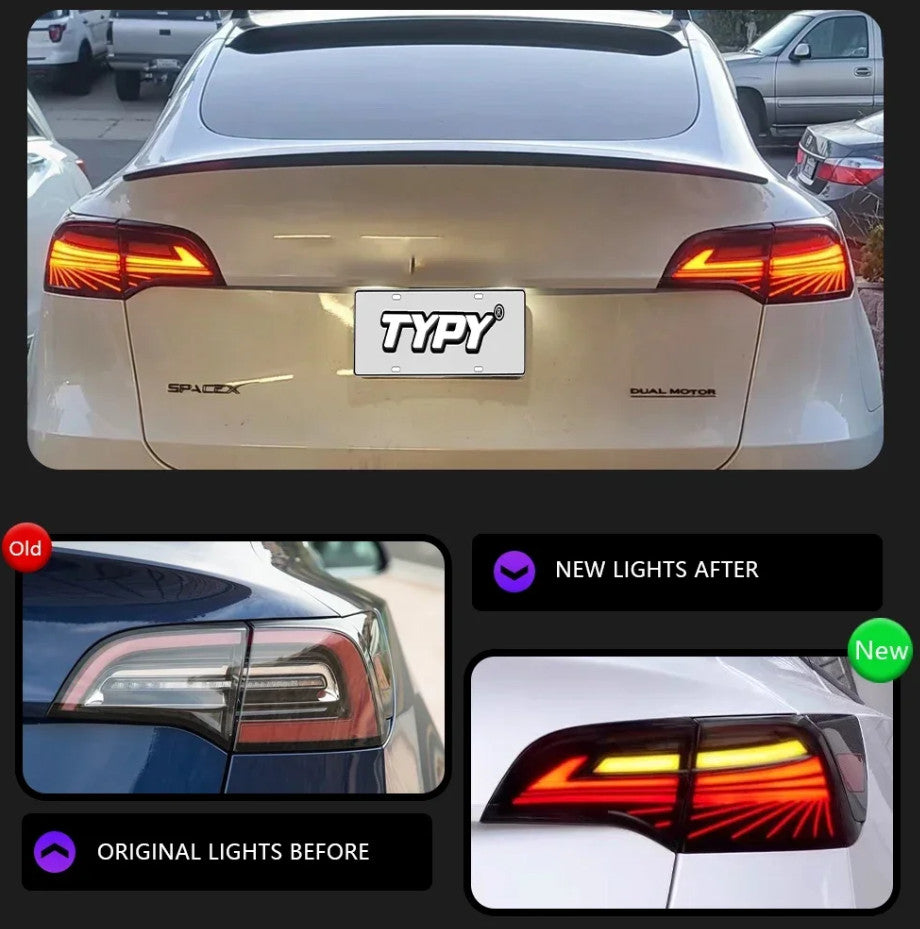 TYPY Pair Tesla Model 3 Y 2019-2022 LED Dynamic Rear Lights Dynamic Tail LHD